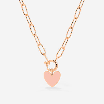 Pink Heart Oval Links Necklace Set Roségold