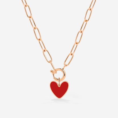 Red Heart Oval Links Necklace Set Roségold
