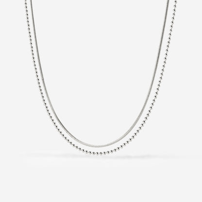 Duo Beads Necklace Silber