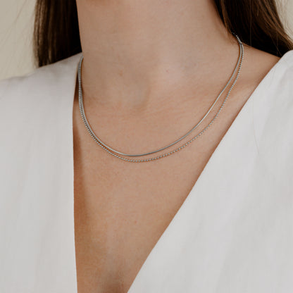 Duo Beads Necklace Silber