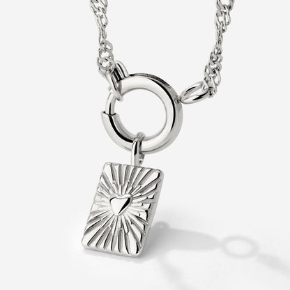 Glowing Heart Singapore Chain Necklace Set Silber