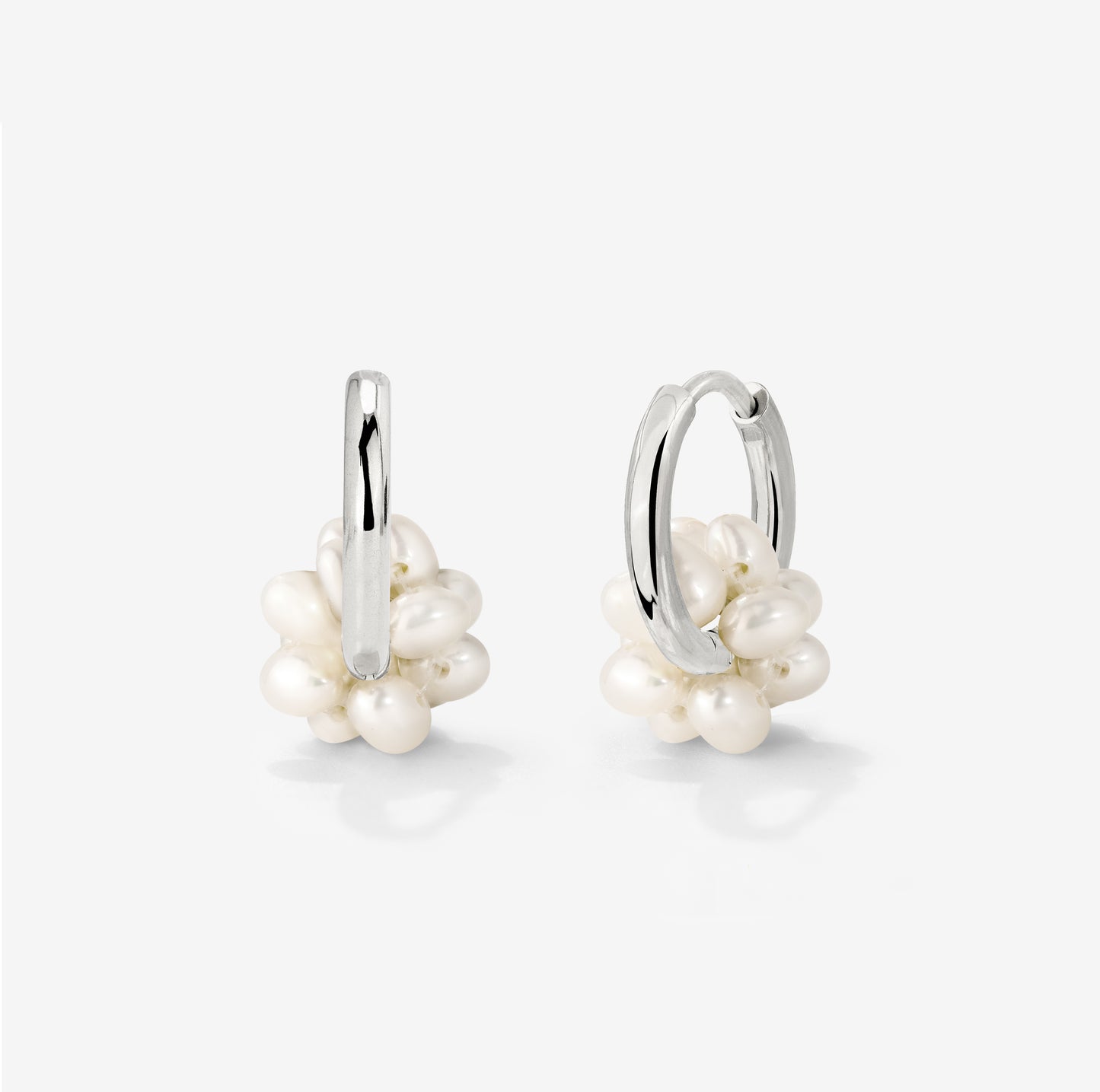 Pearl Cluster Hoops Silber