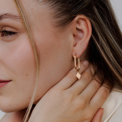 Rombo Oval Twisted Hoops Small Roségold