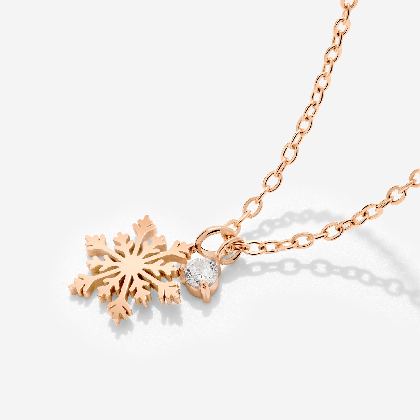 Sparkling Snowflake Necklace Roségold
