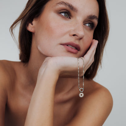 Sun Ray Singapore Chain Necklace Set Silber