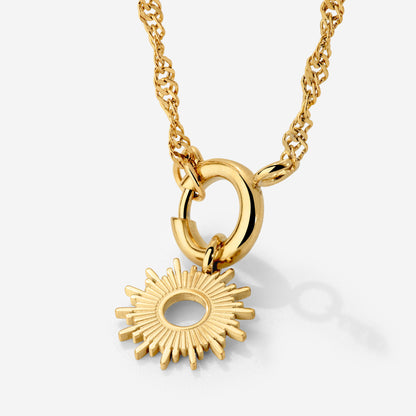 Sun Ray Singapore Chain Necklace Set Gold
