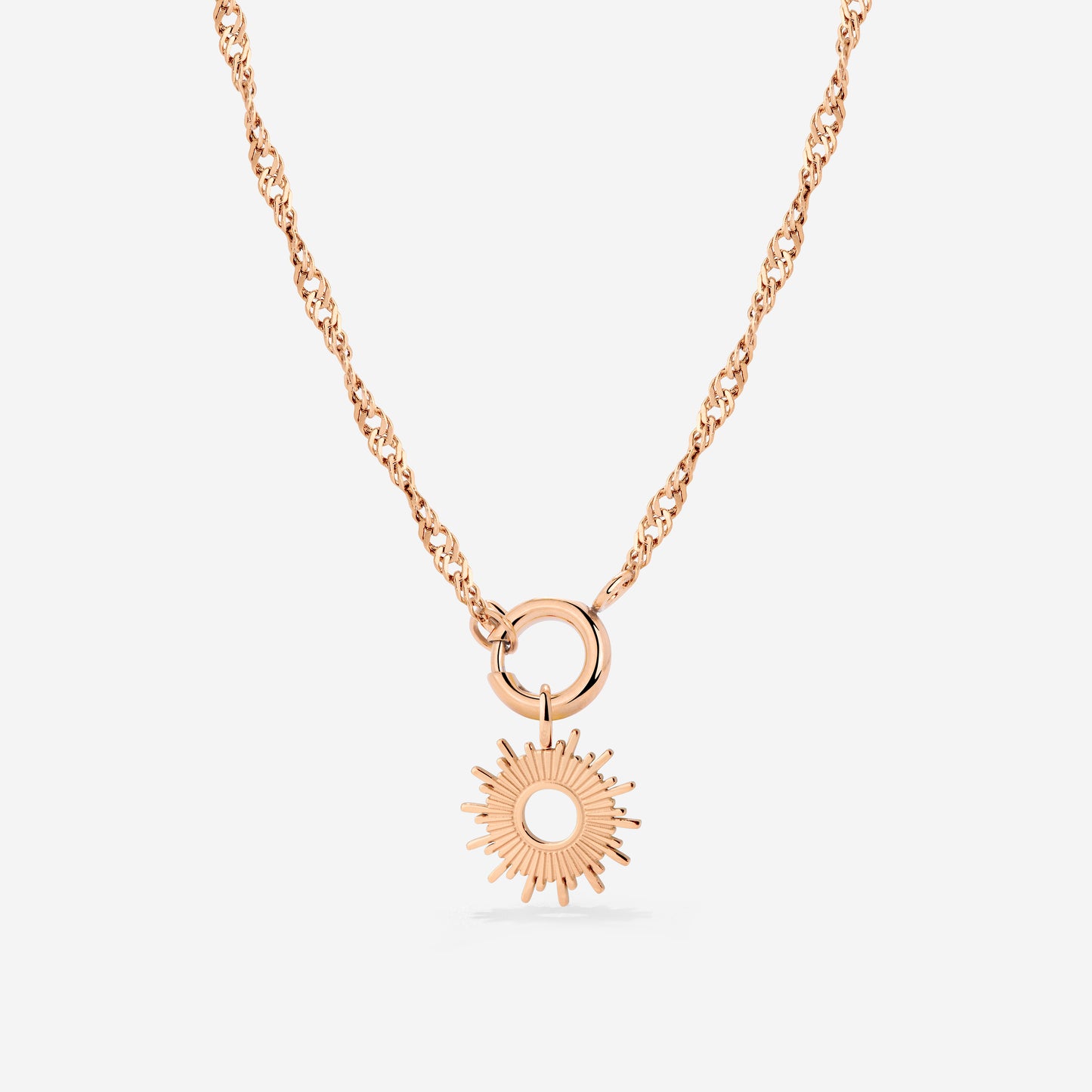 Sun Ray Singapore Chain Necklace Set Roségold