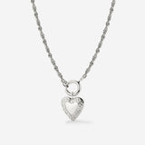 Vintage Heart Rope Chain Necklace Set Silber