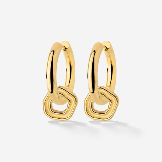 Chunky Coastal Charm Hoop Set Medium Gold