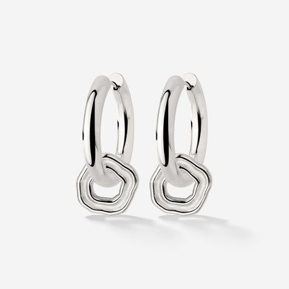 Chunky Coastal Charm Hoop Set Medium Silber