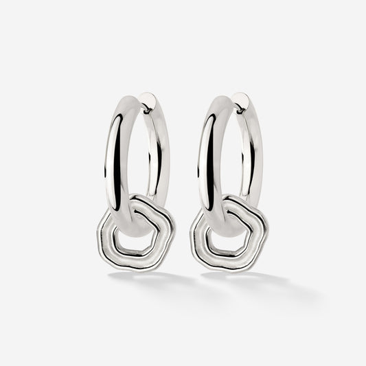 Chunky Coastal Charm Hoop Set Medium Silber