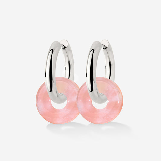 Chunky Peachy Donut Hoop Set Medium Silber