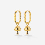 Cute Mushroom Twisted Oval Hoop Set Baby Gold