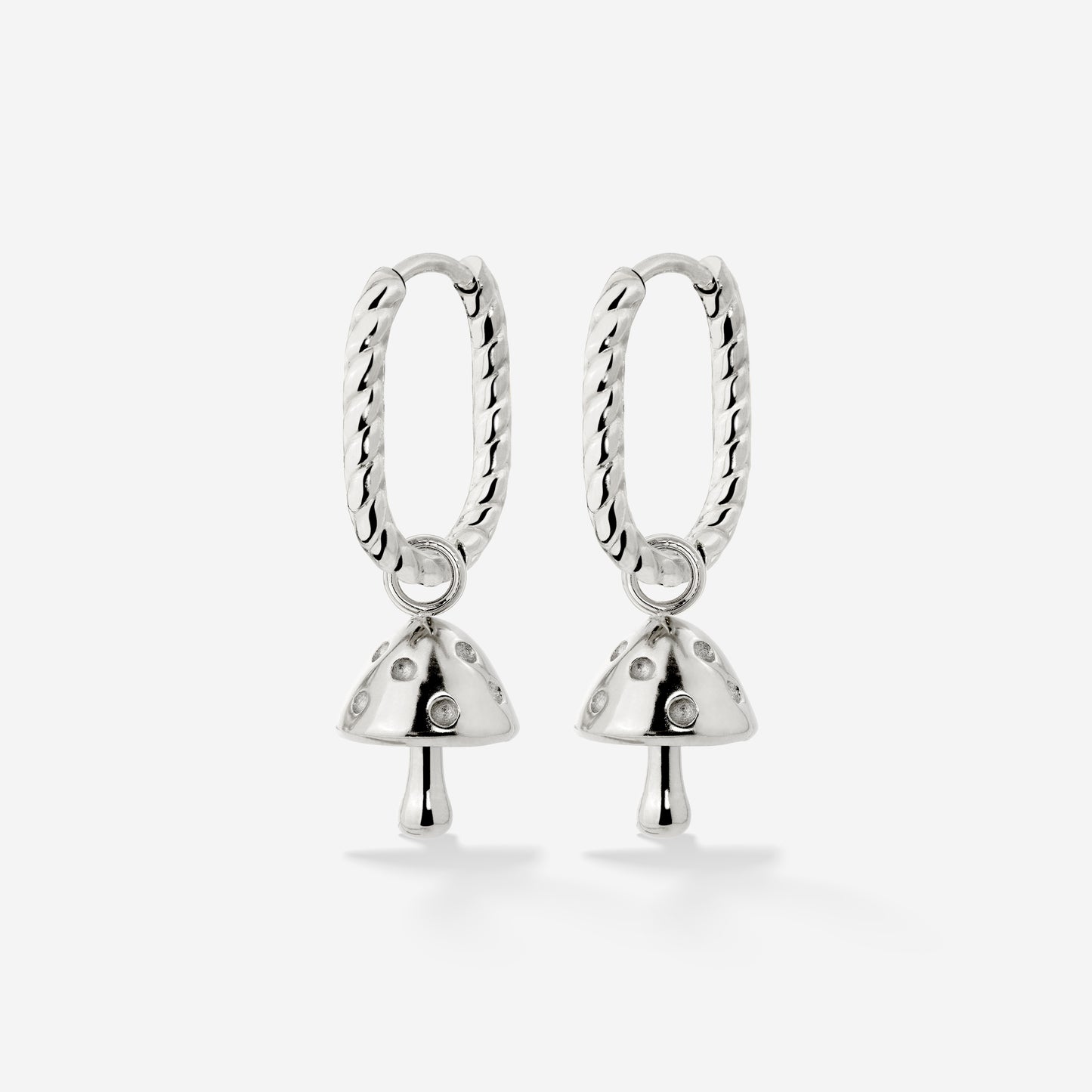 Cute Mushroom Twisted Oval Hoop Set Baby Silber