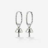 Cute Mushroom Twisted Oval Hoop Set Baby Silber