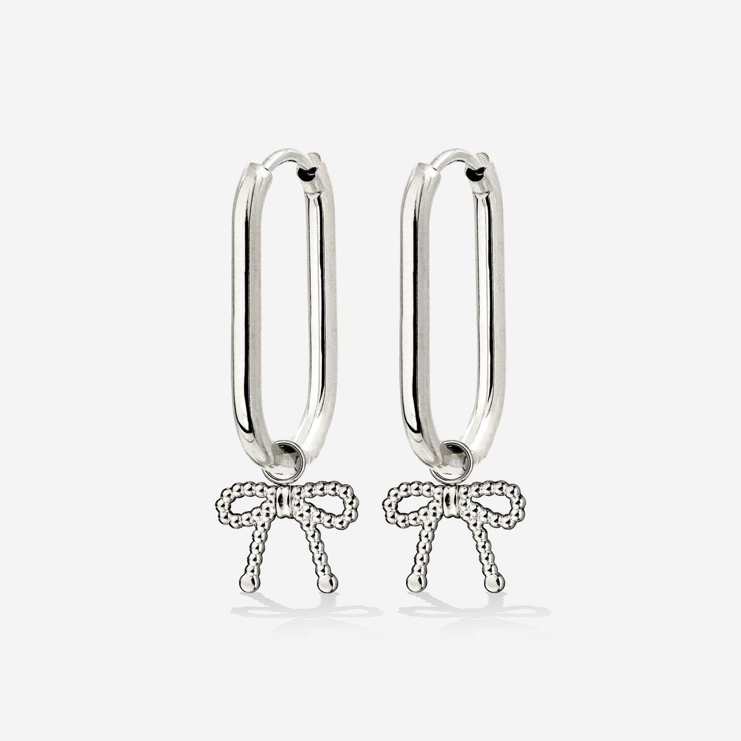 Dotted Ribbon Oval Hoop Set Small Silber