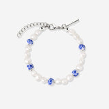 Flower Tile Pearl Bracelet Silber