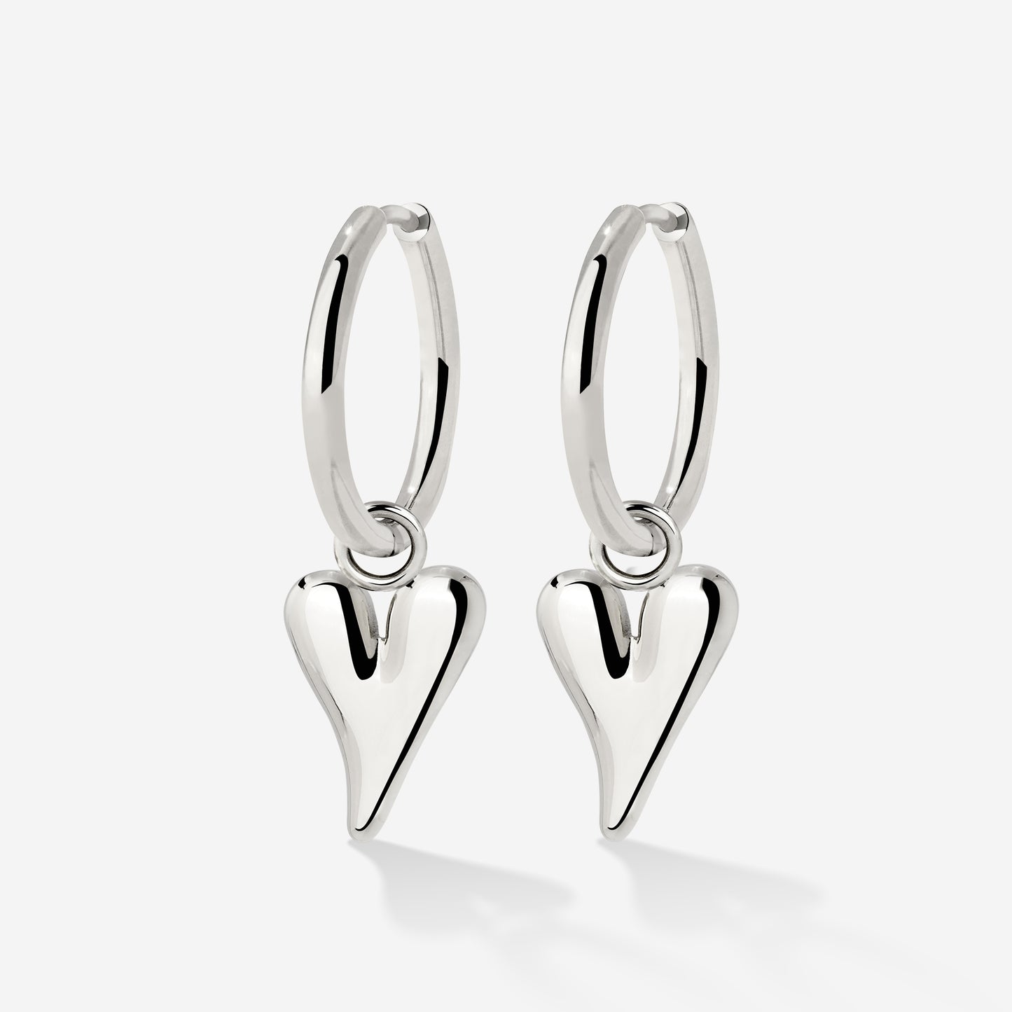 Flowy Heart Hoop Set Medium Silber