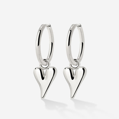 Flowy Heart Hoop Set Medium Silber