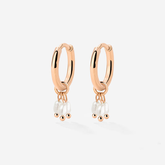 Tres Perlas Hoop Set Roségold