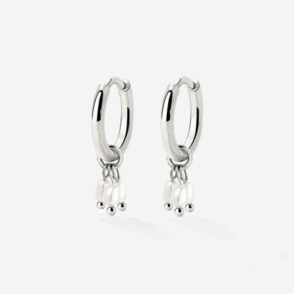 Tres Perlas Hoop Set Silber