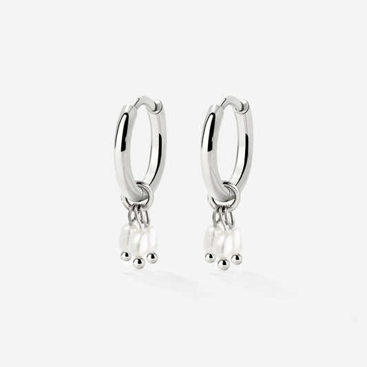 Tres Perlas Hoop Set Silber