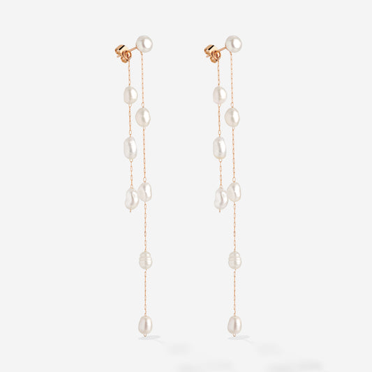 Jules Unique Pearl Fall Studs Roségold
