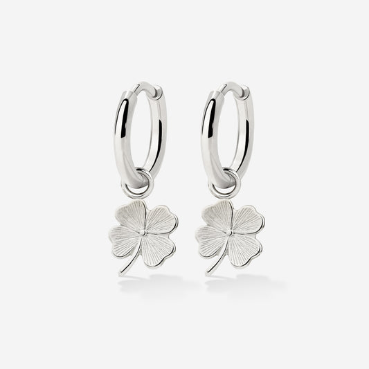 Lucky Clover Hoop Set Small Silber