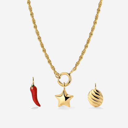 Rope Chain Charm Necklace Set