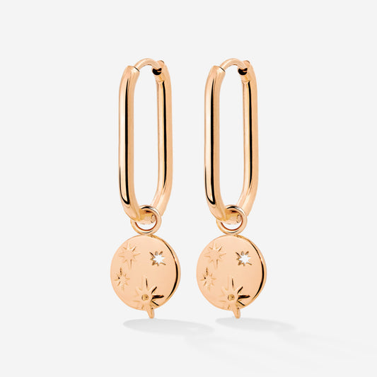 Shiny Stars Oval Hoop Set Small Roségold