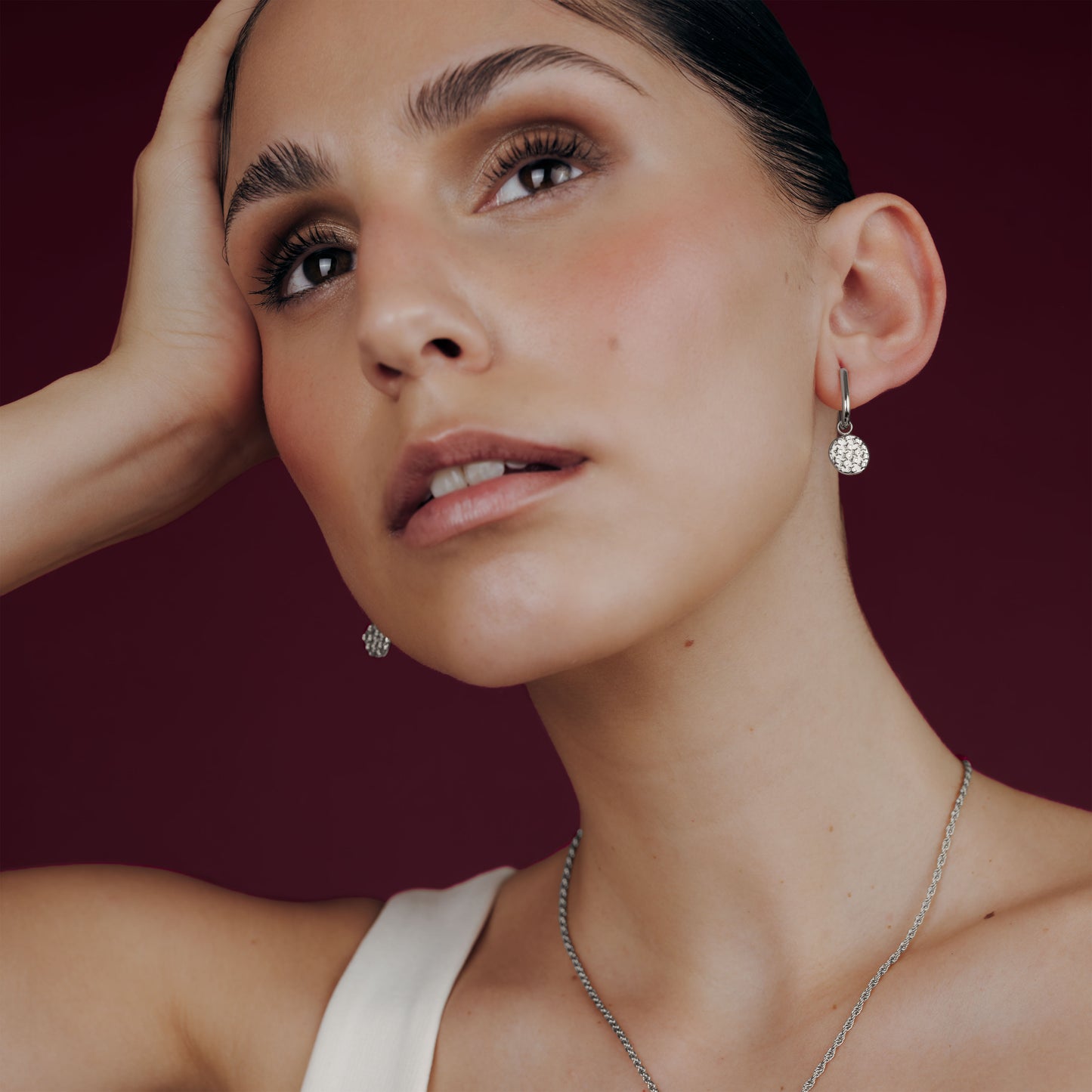 Starry Skies Oval Hoop Set Baby Silber