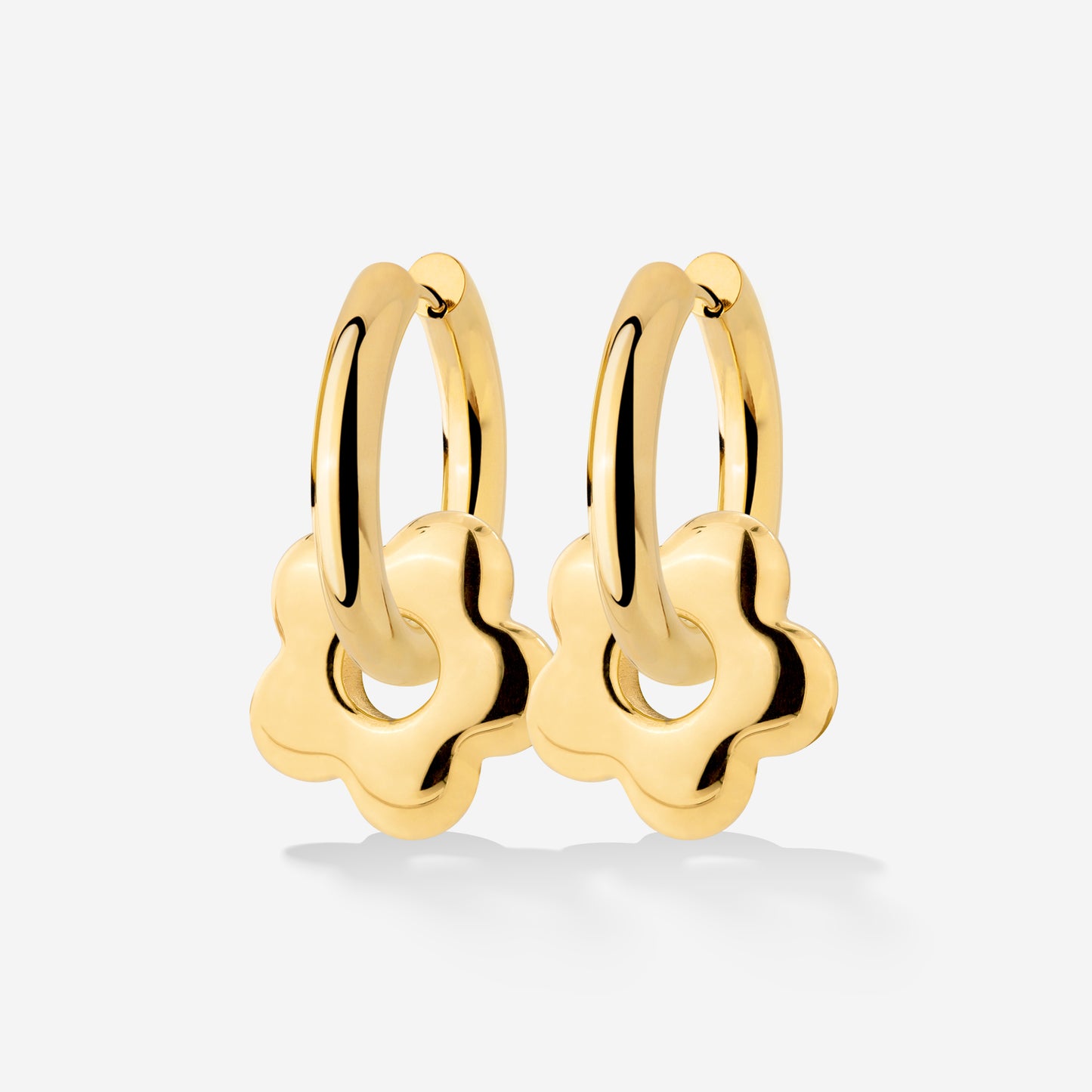 Chunky Bubble Flower Hoop Set Medium Gold