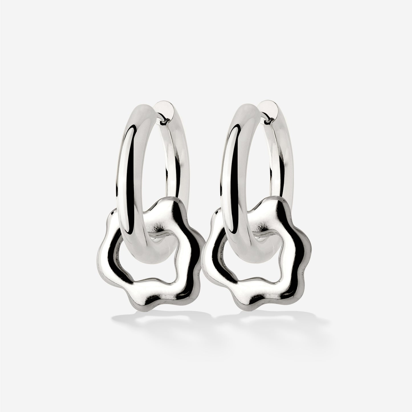 Chunky Melting Donut Hoop Set Medium Silber