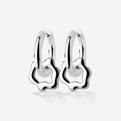 Chunky Melting Donut Hoop Set Medium Silber