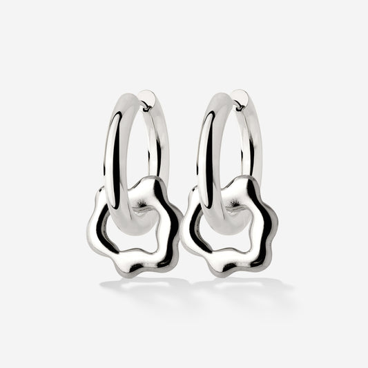 Chunky Melting Donut Hoop Set Medium Silber