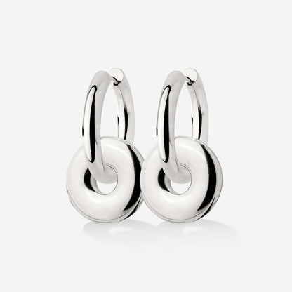 Chunky Sleek Donut Hoop Set Medium Silber