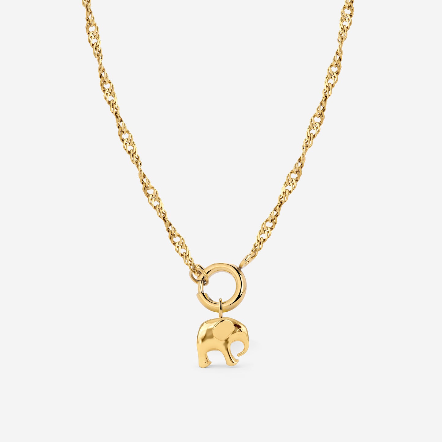 Elephant Singapore Chain Necklace Set Gold