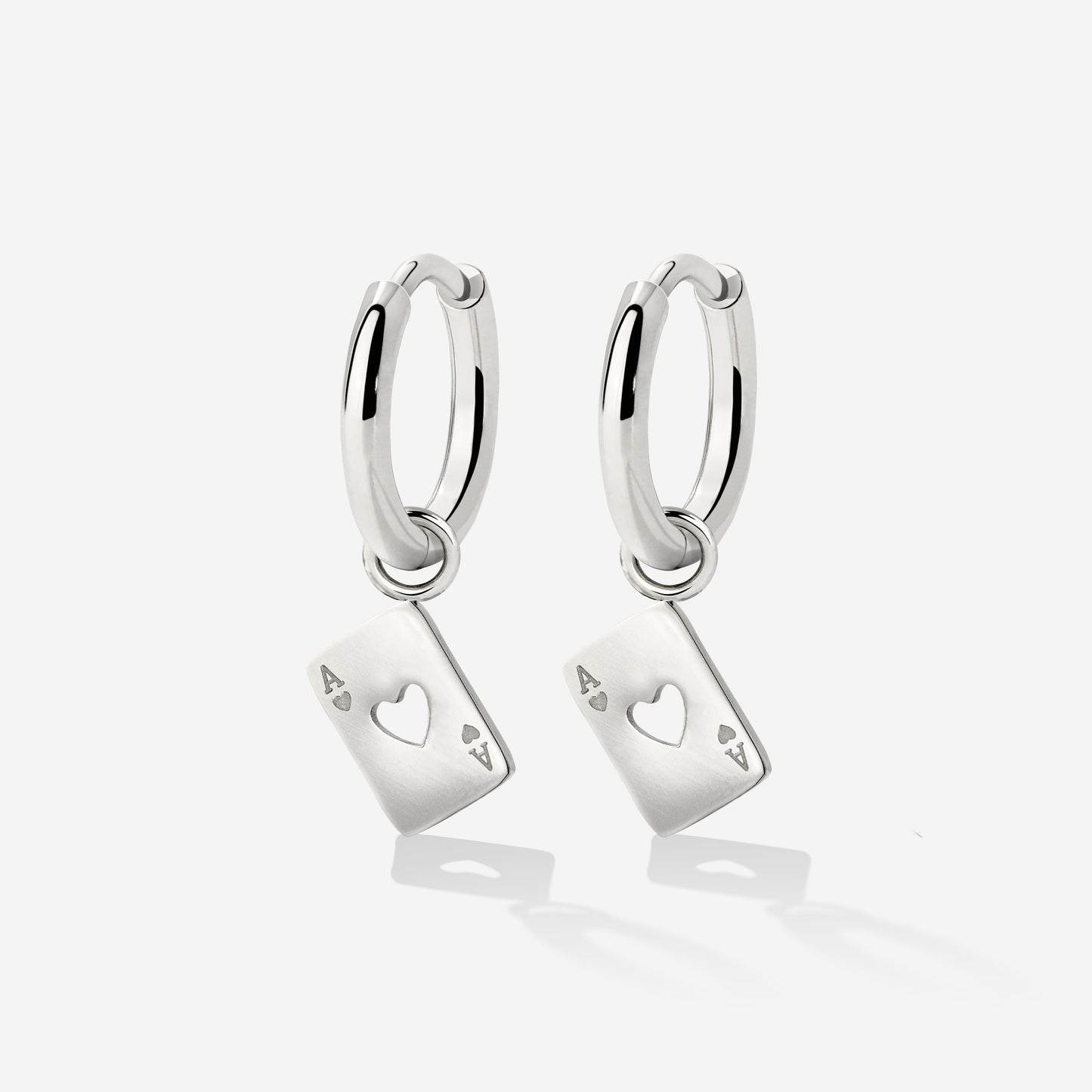 Heart Ace Hoop Set Small Silber