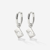 Heart Ace Hoop Set Small Silber