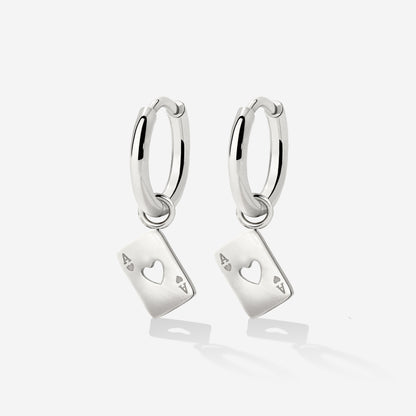 Heart Ace Hoop Set Small Silber