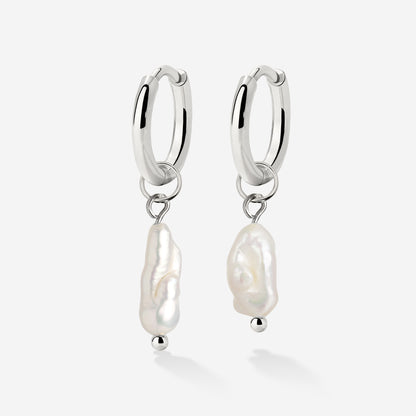 Lisas Power Pearl Hoop Set Silber