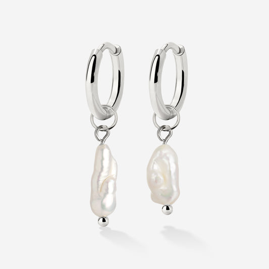 Lisas Power Pearl Hoop Set Silber