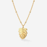 Monstera Leaf Necklace Gold