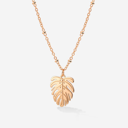 Monstera Leaf Necklace Roségold