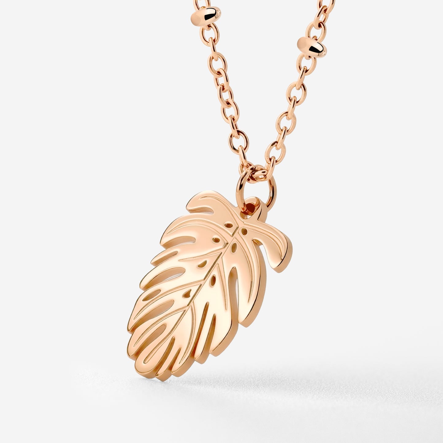 Monstera Leaf Necklace Roségold