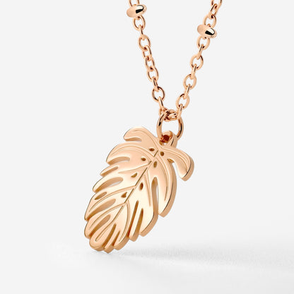 Monstera Leaf Necklace Roségold