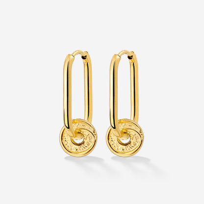 Swirl'n Oval Hoop Set Small Gold