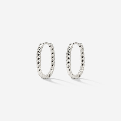 Oval Twisted Hoops Baby Silber