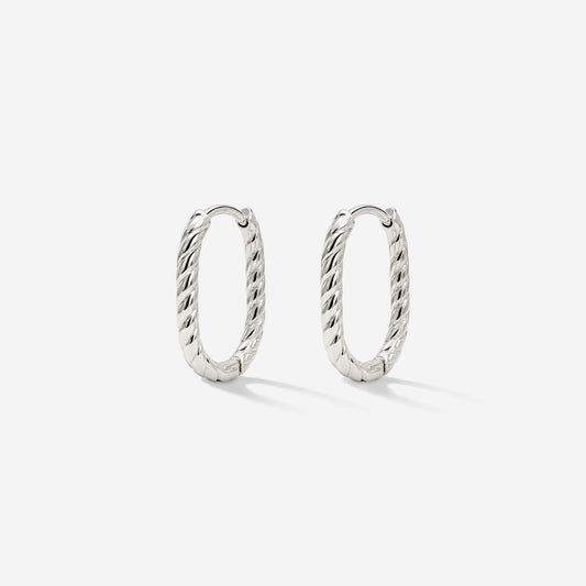 Oval Twisted Hoops Baby Silber