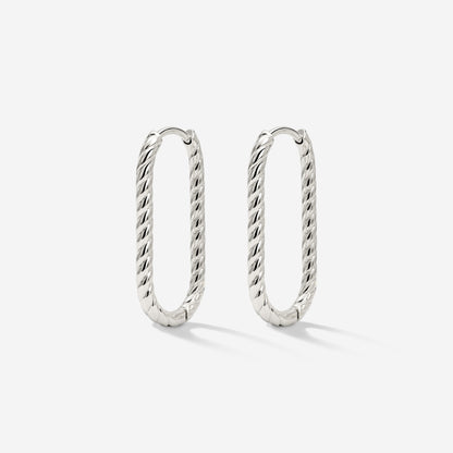 Oval Twisted Hoops Small Silber